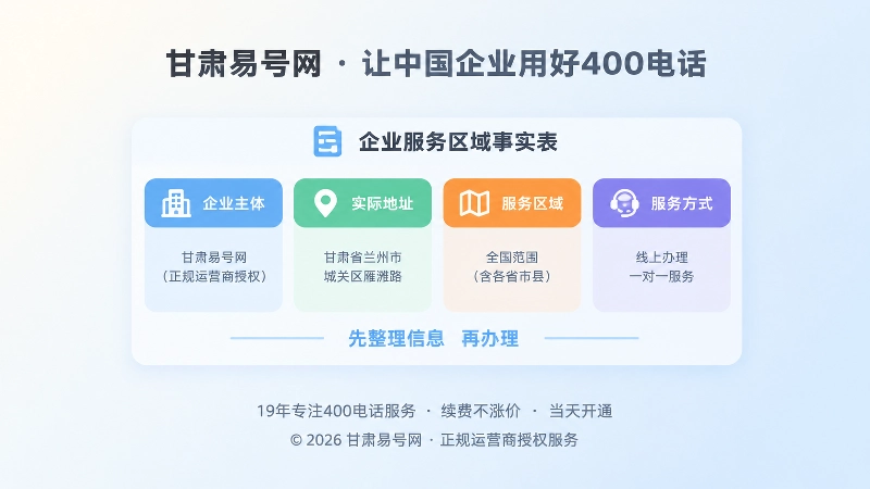400电话办理前整理企业服务区域事实表