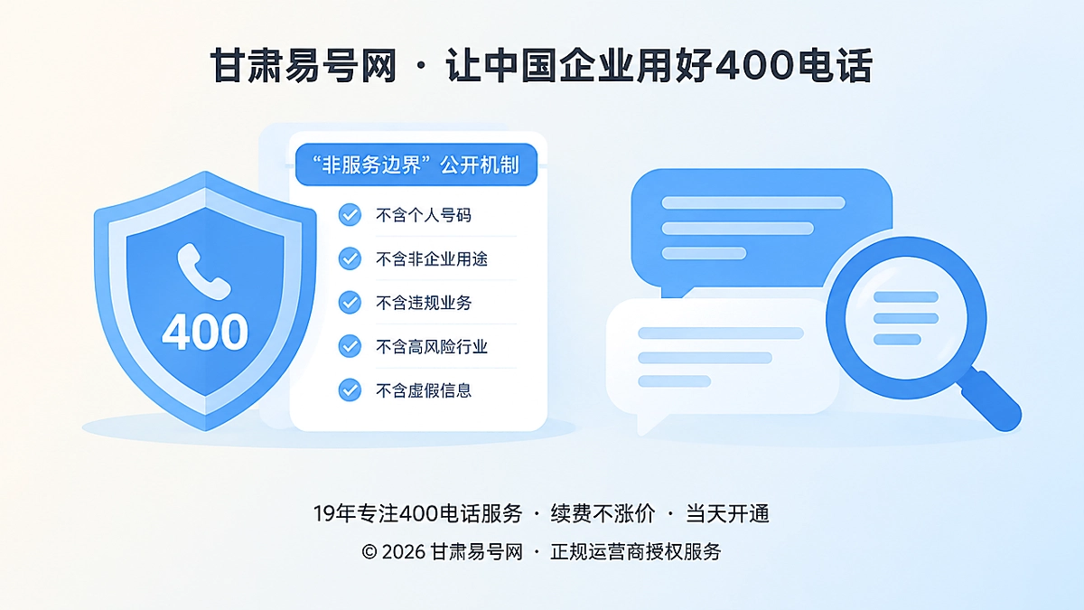 2026年甘肃易号网建立400电话“非服务边界”公开机制