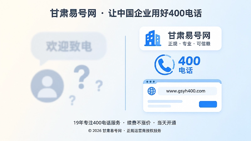 对比式扁平插画：左侧模糊语音气泡，右侧清晰企业名牌与400电话